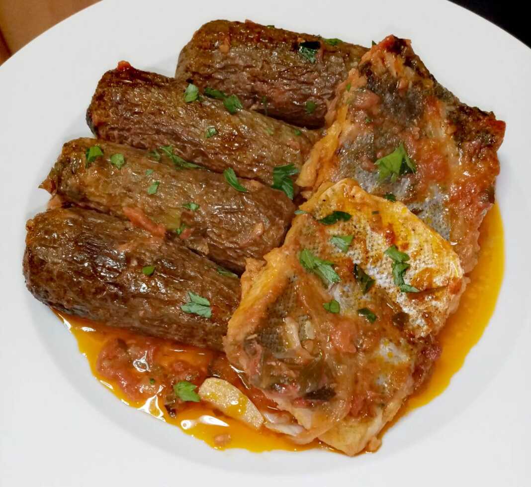 Βακαλάος με κολοκυθάκια