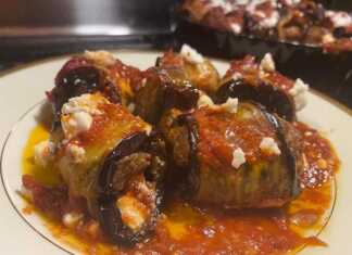 ρολάκια μελιτζάνας με κεφτεδάκια