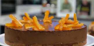 Νηστίσιμη τούρτα με χαλβά πορτοκάλι
