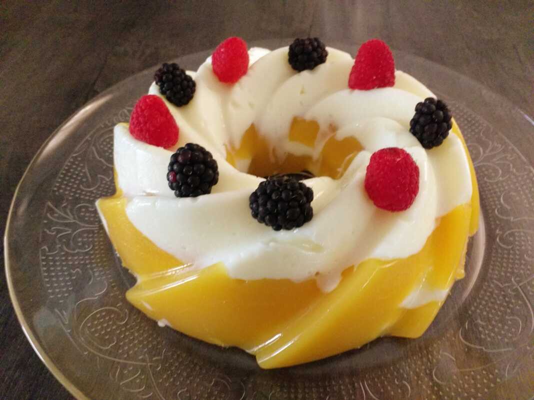 δίχρωμη κρέμα βανίλιας και ροδάκινου