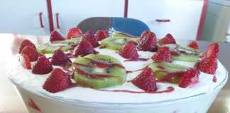 Κρέμα με φράουλες και ακτινίδιο