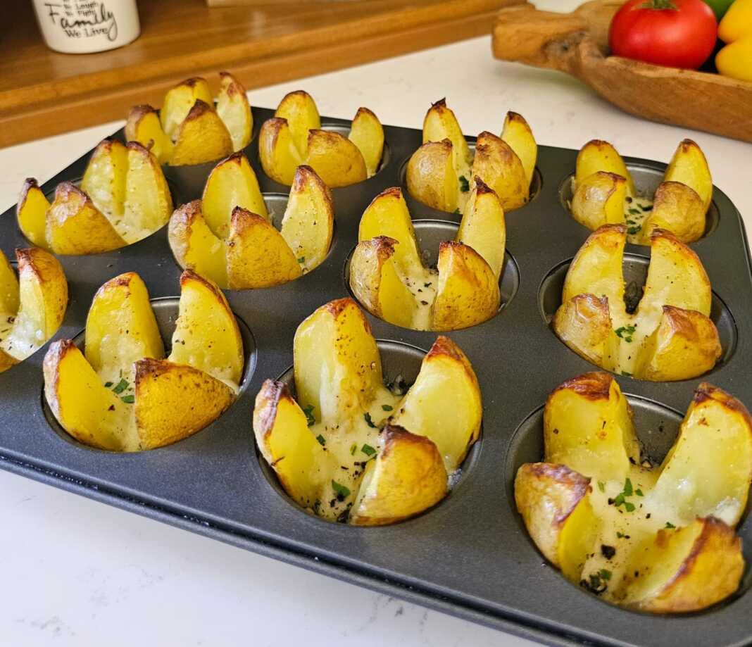 τραγανές πατάτες φούρνου με τυρί