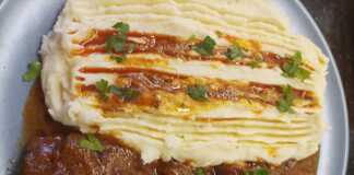 μοσχαράκι κοκκινιστό με πουρέ