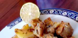 Χοιρινή τηγανιά με πατάτες φούρνου