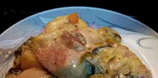 χοιρινό με πράσα και αυγολέμονο