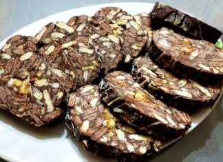 Γλυκό σαλάμι σοκολάτας με μπισκότα