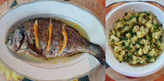 Τσιπούρα στο φούρνο με πατατοσαλάτα