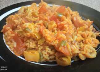 Καλαμαράκια με ρύζι και λαχανικά