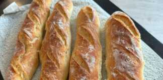 γαλλικές μπαγκέτες χωρίς ζύμωμα
