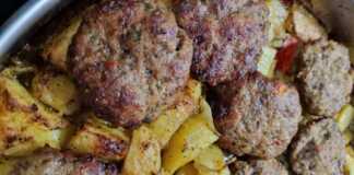 μπιφτέκια στο φούρνο με πατάτες