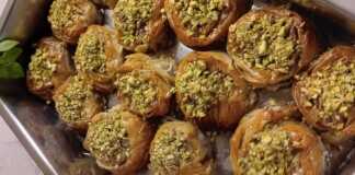 Σαραγλι στριφτά με καρύδια και φιστίκια Αιγινης