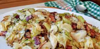 λάχανο τηγανιτό με μπέικον