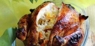 Κοτόπουλο γεμιστό με ρύζι και αποξηραμένα φρούτα Κοτόπουλο γεμιστό με ρύζι και αποξηραμένα φρούτα