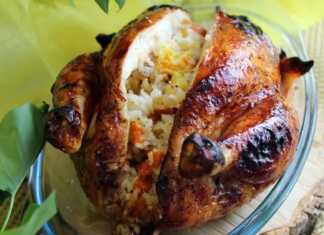 Κοτόπουλο γεμιστό με ρύζι και αποξηραμένα φρούτα