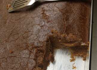 Σιμιγδαλένιος χαλβάς ταψιού με σταφίδες και κακάο