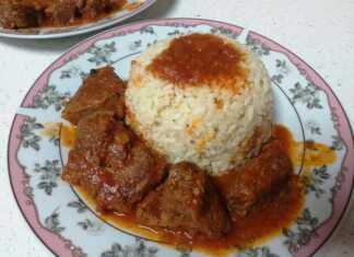 Κοκκινιστό μοσχαράκι με πιλάφι