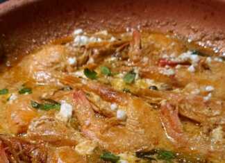 γαρίδες σαγανάκι με μουστάρδα