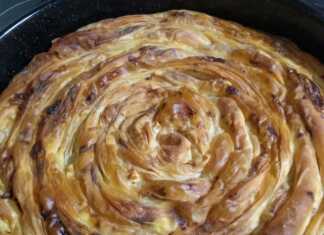 τυρόπιτα στριφτή με χειροποίητο φύλλο