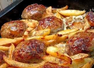 Καλοψημένοι τζιγεροσαρμάδες με χρυσαφένια κρούστα πάνω σε στρώμα από πατάτες φούρνου