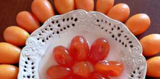 Σπιτικό γλυκό κουμ κουάτ σερβιρισμένο σε μπολ.