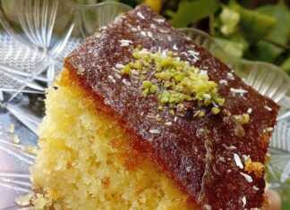 Σπιτικό ραβανί σιροπιασμένο, με χρυσαφένιο χρώμα και λαχταριστική εμφάνιση.