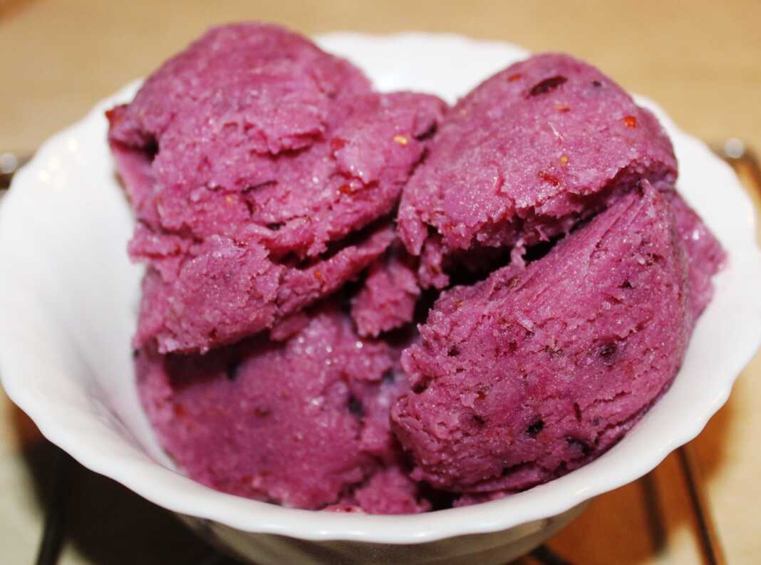 pagoto frouta dasous0 Ένα μπολ με σπιτικό παγωτό κρέμα με φρούτα του δάσους