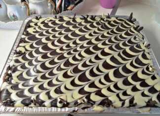 Ένα ολόκληρο ταψί Σοκολατίνα με πλούσια στρώση γκανάς και κρέμα σοκολάτας, έτοιμο για σερβίρισμα