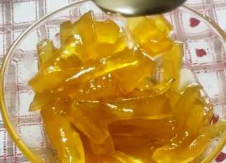 Γλυκό του κουταλιού καρπούζι σε γυάλινο μπολ, με κομμάτια καρπουζιού.