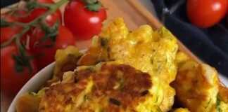 Πιάτο με χρυσαφένιους Κεφτέδες Κοτόπουλου, έτοιμους για σερβίρισμα