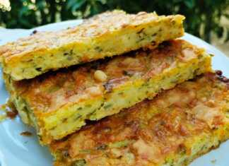 Κολοκυθόπιτα χωρίς φύλλο ή μπατζίνα Παραδοσιακή κολοκυθόπιτα χωρίς φύλλο (μπατζίνα), κομμένη σε κομμάτια σε πιάτο.