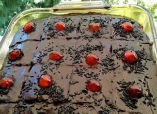 Ένα ολόκληρο Μυρμηγκάτο σε ταψί, καλυμμένο με κρέμα σοκολάτας και πασπαλισμένο με τρούφα