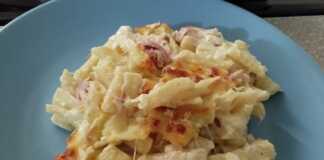 Μακαρόνια ογκρατέν με μπέικον και τυριά