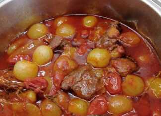 μοσχάρι στιφάδο με κρεμμυδάκια σε πλούσια σάλτσα