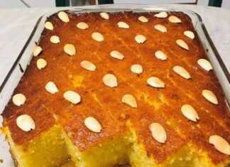 Ένα ολόκληρο Ραβανί Βέροιας σε πυρέξ, φρεσκοσιροπιασμένο και γυαλιστερό."