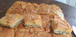 Μια ολόκληρη Σπανακοτυρόπιτα με χωριάτικο φύλλο, χρυσαφένια και τραγανή