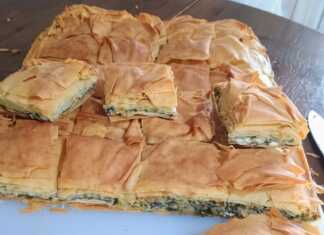 Μια ολόκληρη Σπανακοτυρόπιτα με χωριάτικο φύλλο, χρυσαφένια και τραγανή