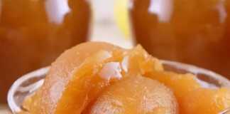 Σπιτική Μαρμελάδα Μήλου για Πίτες, πηχτή και χρυσαφένια σε βάζο