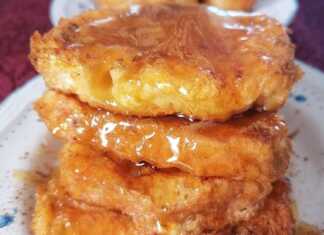 Μελωμένες Αυγόφετες σερβιρισμένες με μέλι και κανέλα.