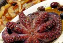 χταπόδι ξιδάτο, πατάτες φούρνου, θαλασσινά, ούζο μεζές, παραδοσιακό