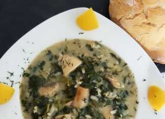 Σπανακόρυζο με μανιτάρια, βελούδινο με σάλτσα ταχινολέμονου.