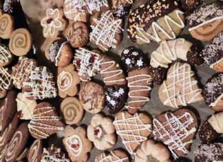 Διακοσμημένα χριστουγεννιάτικα μπισκότα σε διάφορα σχήματα (αστέρι,** έντρο, με γλάσο και χρωματιστή τρουφάκια.