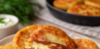 Χρυσαφένιοι πατατοκεφτέδες στο τηγάνι, με την πλούσια γέμιση από τυρί και αυγό να ξεπροβάλλει λαχταριστή.