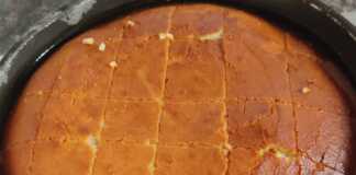 Ένα ταψί με χρυσαφένιο ραβανί Βέροιας κομμένο σε ρόμβους, καλά σιροπιασμένο και μοσχομυριστό.