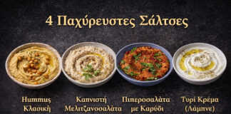 Πλατώ με τέσσερα ντιπ — χούμους, μελιτζανοσαλάτα, πιπεροσαλατα και λάμπνε με πίτα και λαχανικά