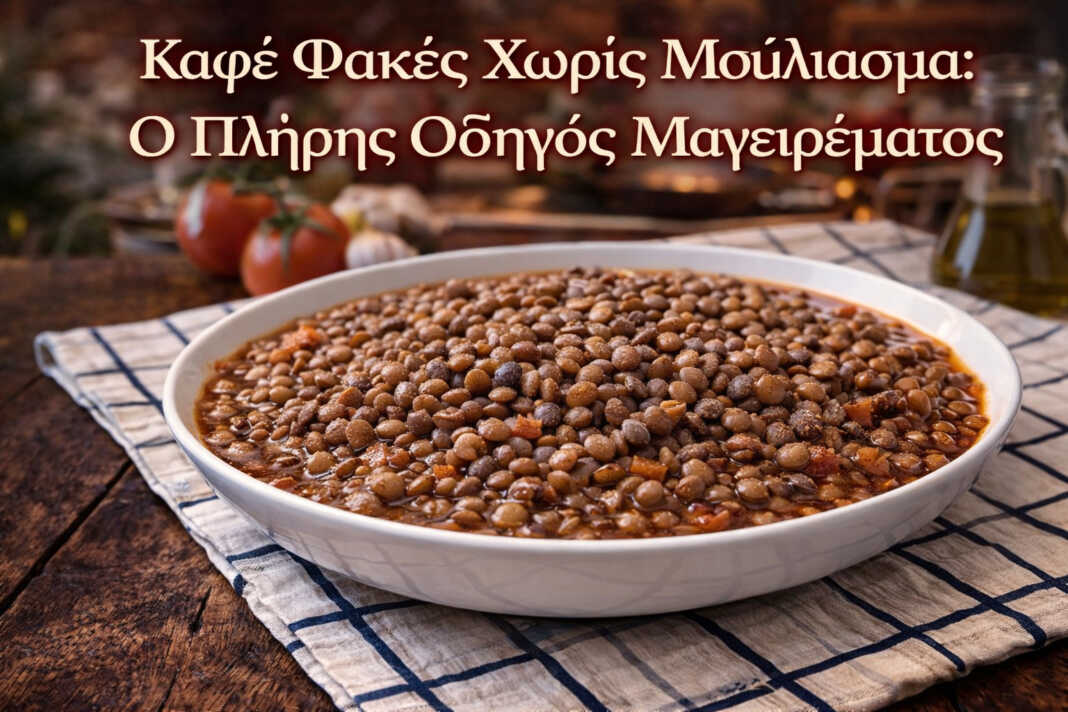 Μαγειρεμένες καφέ φακές σε Πιατο