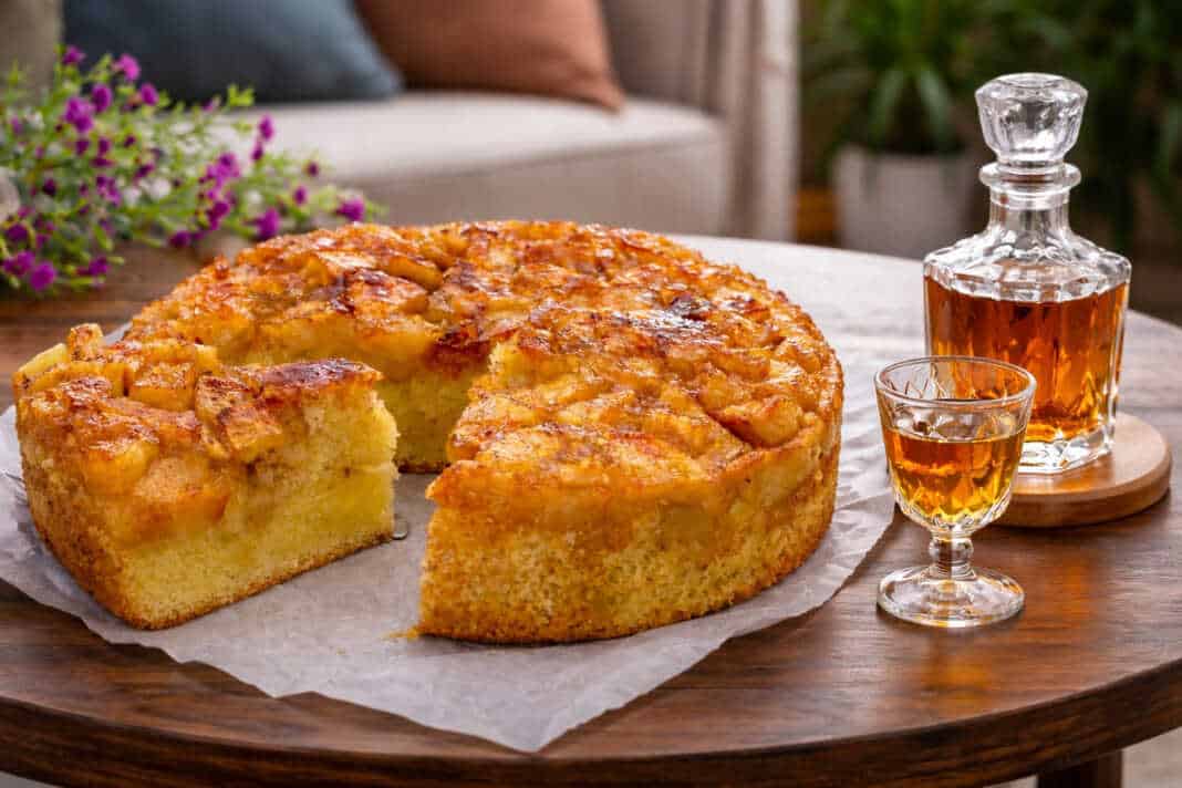 Αφράτη γρήγορη μηλόπιτα πασπαλισμένη με κανέλα και ζάχαρη, με στρώσεις από ζουμερά μήλα στο εσωτερικό