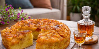 Αφράτη γρήγορη μηλόπιτα πασπαλισμένη με κανέλα και ζάχαρη, με στρώσεις από ζουμερά μήλα στο εσωτερικό