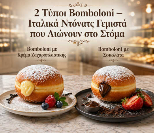 bomboloni γεμιστά με κρέμα ιταλικά ντόνατς με ζάχαρη bomboloni με σοκολάτα μέσα αφράτα τηγανητά ντόνατς