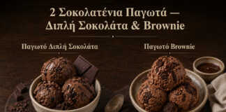 δύο είδη σοκολατένιου παγωτού σε μπολ με έντονο χρώμα