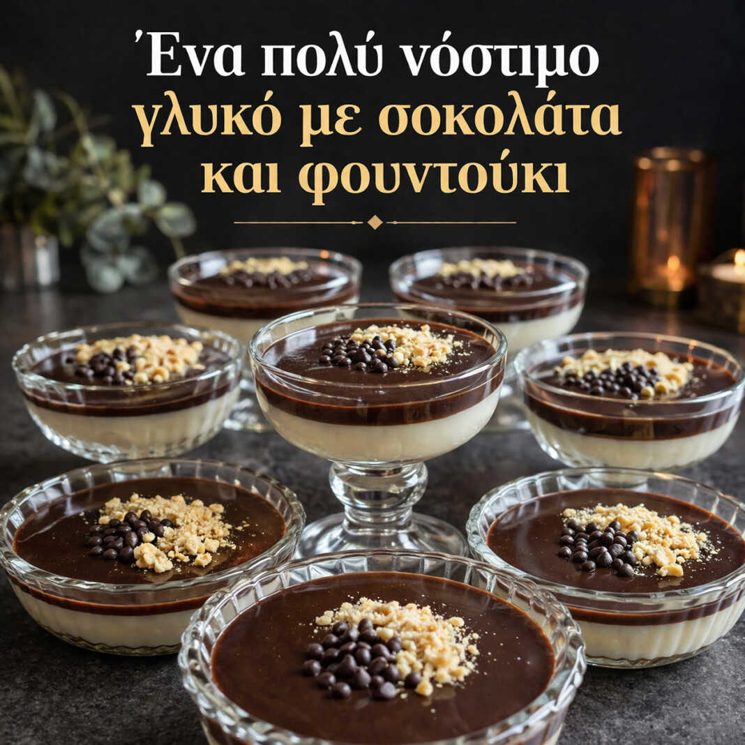 Ατομικά μπολάκια με βελούδινη λευκή κρέμα, επικάλυψη γκανάζ σοκολάτας και τριμμένα φουντούκια.